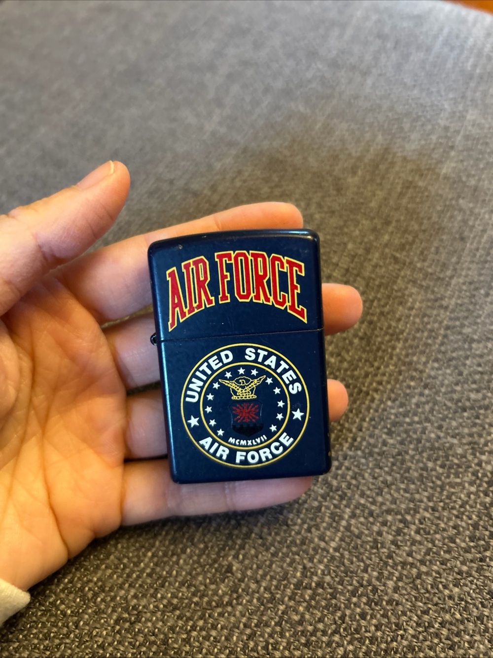US Air Force Zippo Lighter Navy Blue XVI MADE IN USA Vantage
